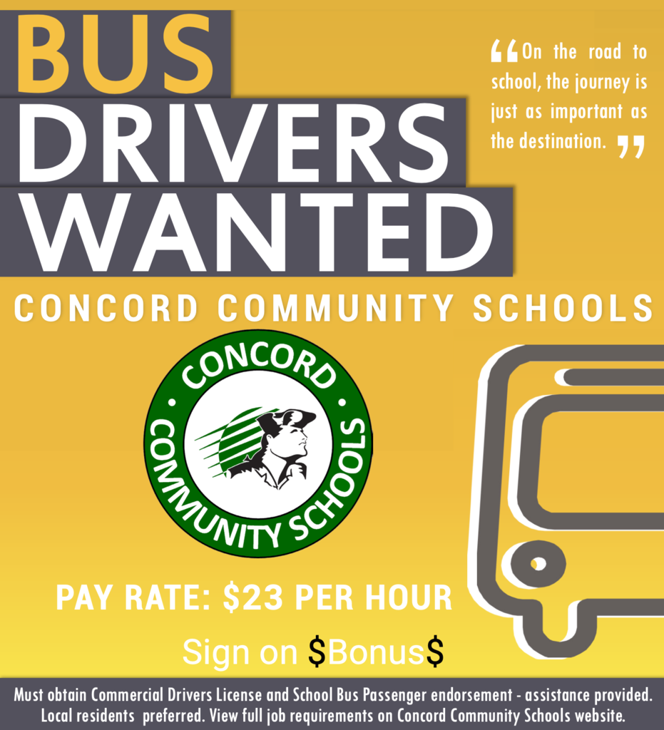 Concord Community Schools needs bus drivers!