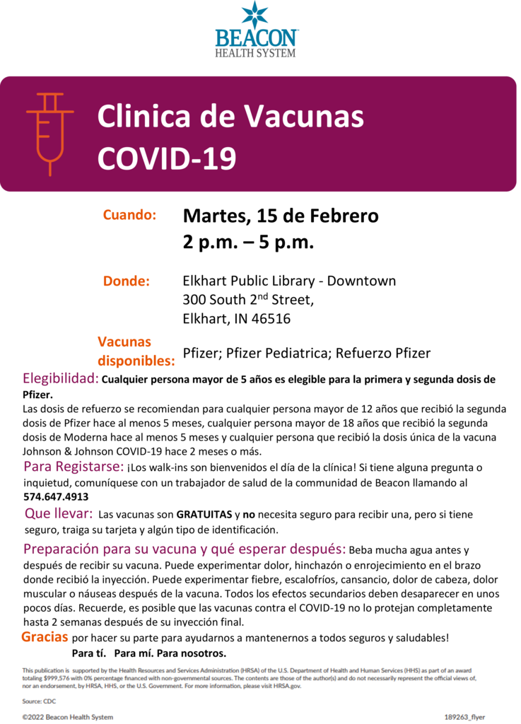 vaccination clinic flyer in Spanish