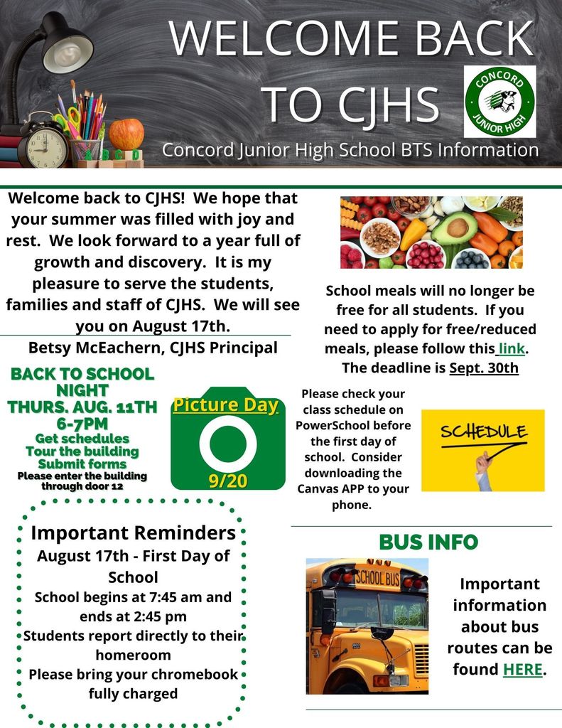 22-23 CJHS Back to School Information
